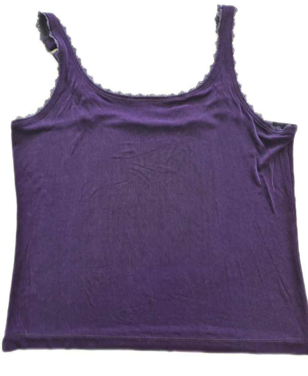 Chico's Travelers Tank Cami XL Size 3 Purple Lace Trim Adjustable Straps Slinky